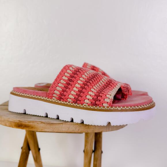 Gentle Souls Crochet Knit Lavern Platform Sandals Slides Boho Pink Sz 11 NEW - Picture 2 of 11